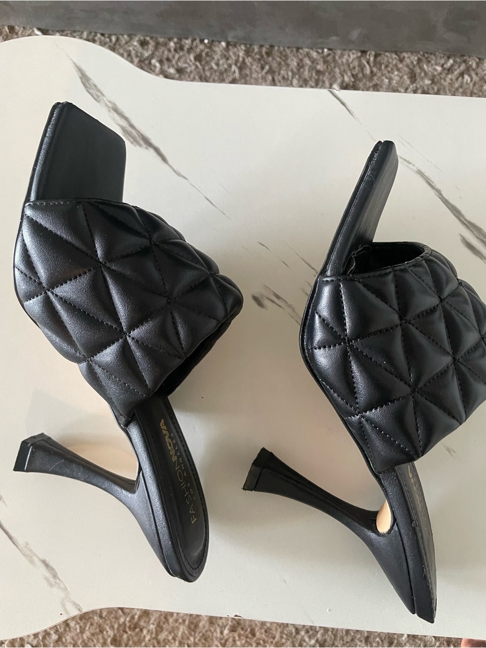 Fashion Nova Black Quilted Braided Slide Mules